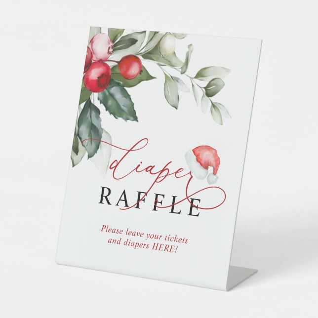 Christmas Santa Baby Shower Diaper Raffle Sign (Front)