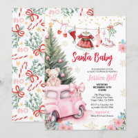 Christmas Santa Baby Shower Girl Red Pink Cute
