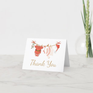 Christmas Santa Baby Shower Letterpress Thank You Card