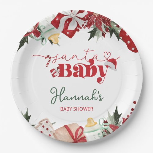 Christmas Santa Baby Shower Paper Plates