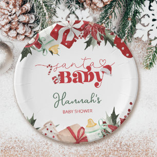 Christmas Santa Baby Shower Paper Plates
