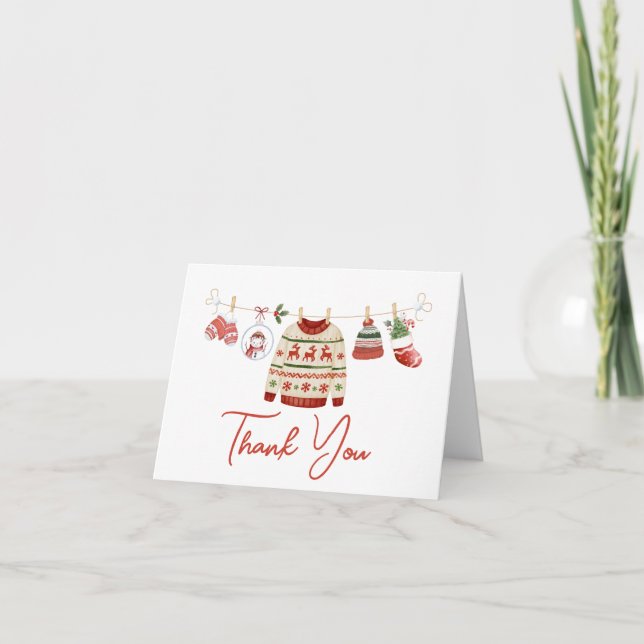 Christmas Santa Baby Shower Thank You Card (Front)