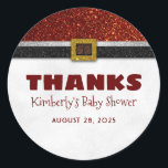 Christmas Santa Baby Shower Thanks Classic Round Sticker<br><div class="desc">Winter baby shower thank you stickers</div>