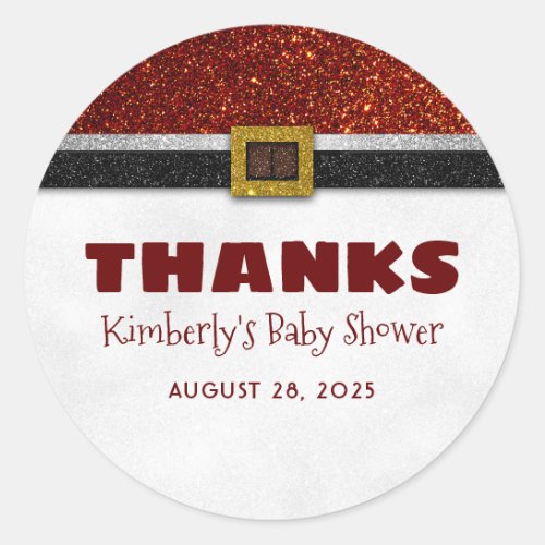 Christmas Santa Baby Shower Thanks Classic Round Sticker