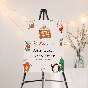 Christmas Santa Baby Shower Welcome Sign