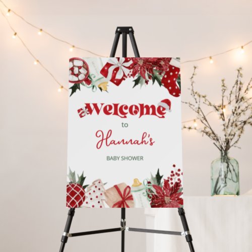 Christmas Santa Baby Shower Welcome Sign