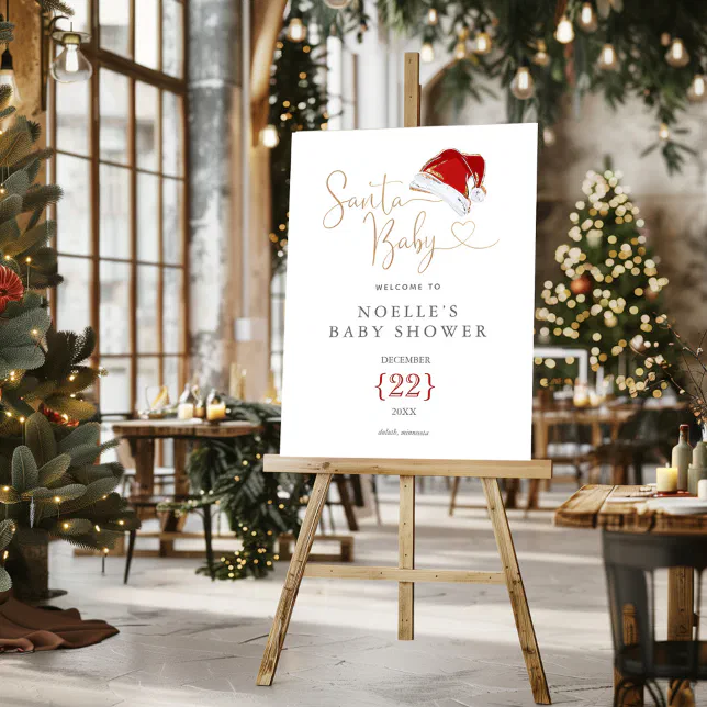 Christmas Santa Baby Shower Welcome Sign | Zazzle