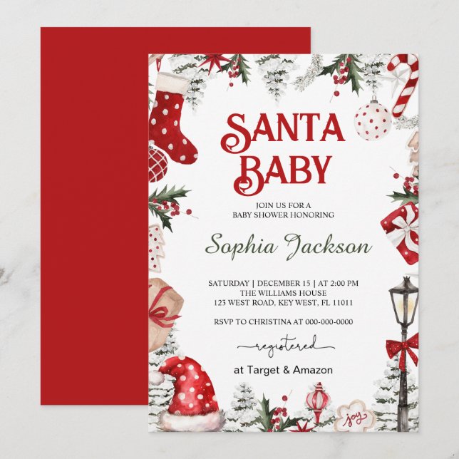 Christmas Santa Baby Winter Baby Shower Invitation (Front/Back)