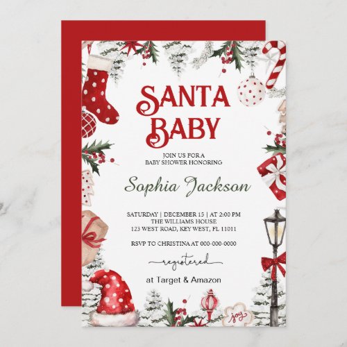 Christmas Santa Baby Winter Baby Shower Invitation