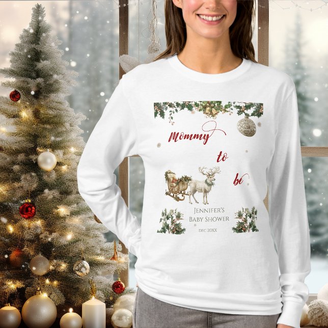 Christmas Santa Baby Winter Deer Mommy To Be T-Shirt (Creator Uploaded)