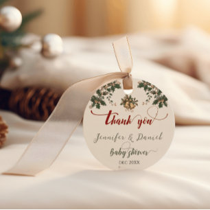 Christmas Santa Baby Winter Red Green Baby Shower Favor Tags