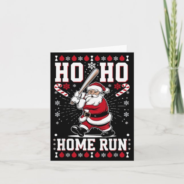 Christmas Santa Baseball Home Run Ho Ho Home Run , Card (Front)