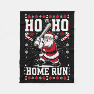 Christmas Santa Baseball Home Run Ho Ho Home Run , Fleece Blanket