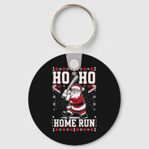 Christmas Santa Baseball Home Run Ho Ho Home Run , Keychain