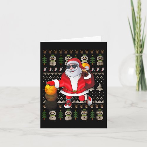 Christmas Santa Basketball Sport Lover Ugly Xmas  Card