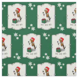 Christmas Santa Basset Hound (tri color 1) Cute Fabric