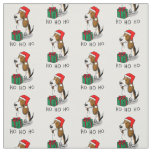 Christmas Santa Basset Hound (tri color 1) Cute Fabric