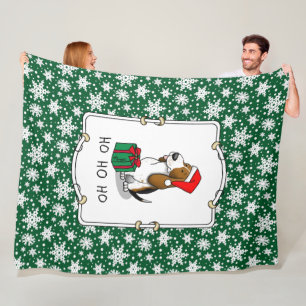 Christmas Santa Basset Hound (tri color 1) Cute Fleece Blanket