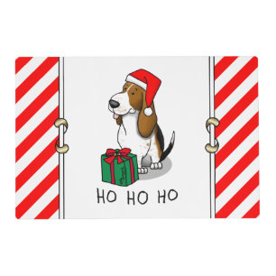 Christmas Santa Basset Hound (tri color 1) Cute Placemat