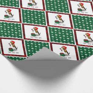 Christmas Santa Basset Hound (tri color 1) Cute Wrapping Paper
