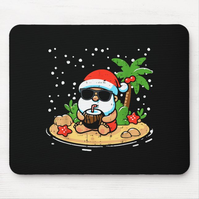 Christmas Santa Beach Xmas Trocal Hawaii Men Women Mouse Pad (Front)