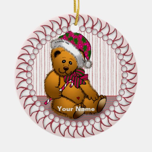 Christmas Santa Bear custom name ornament