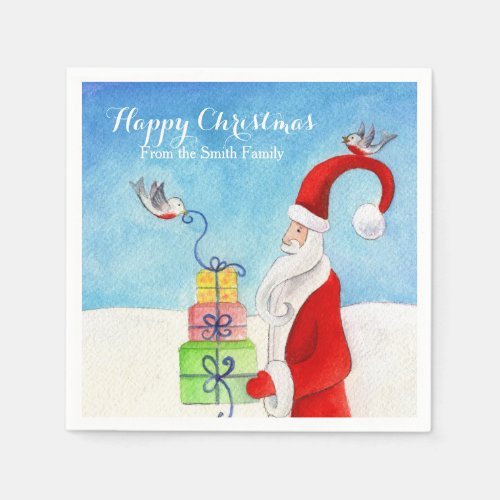 Christmas santa bearing gifts paper napkins