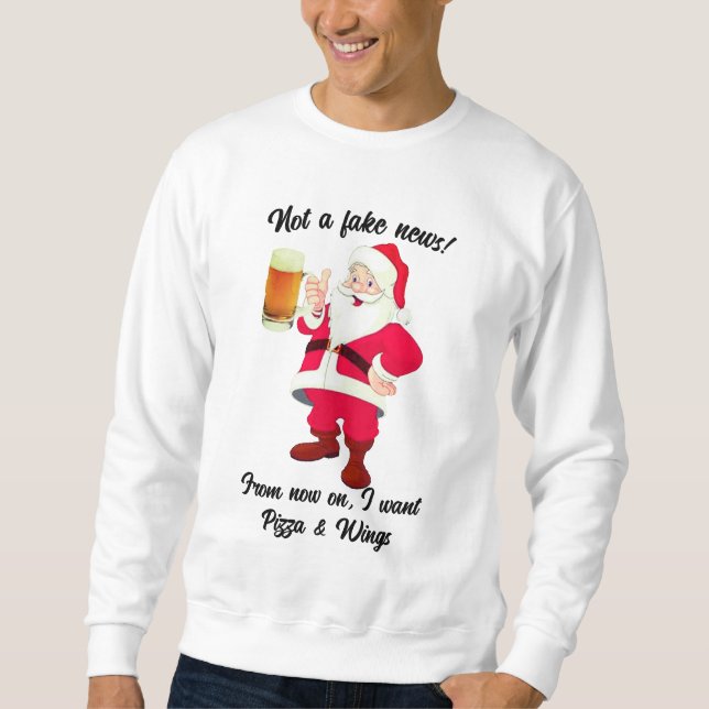 Christmas Santa Beer Wings Funny Beer Lover  Sweatshirt (Front)