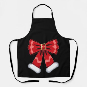 Christmas Santa Belt Bow Red Fur Ornament Xmas Apron