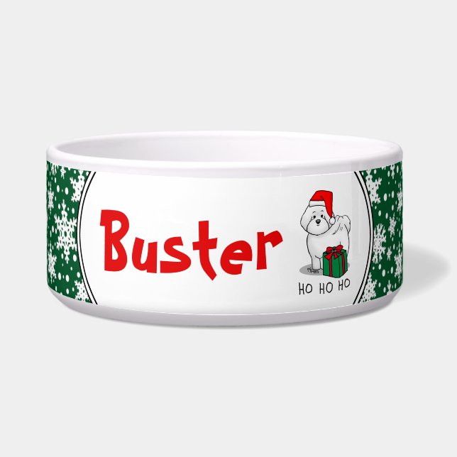 Christmas Santa Bichon Frise Dog Cute Bowl (Front)