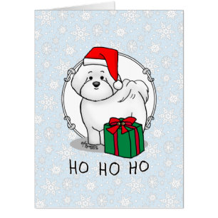 Christmas Santa Bichon Frise Dog Cute Card