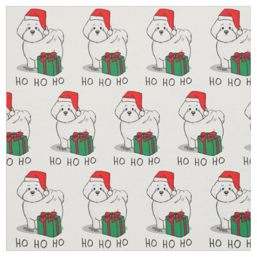 Christmas Santa Bichon Frise Dog Cute Fabric