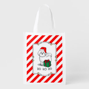 Christmas Santa Bichon Frise Dog Cute Grocery Bag