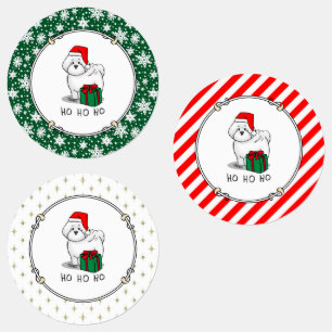Christmas Santa Bichon Frise Dog Cute Labels