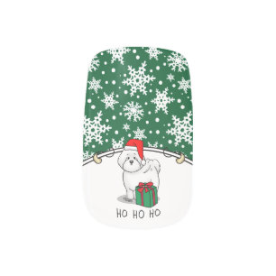 Christmas Santa Bichon Frise Dog Cute Minx Nail Art