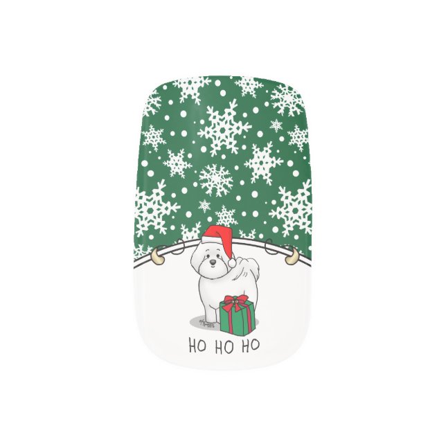 Christmas Santa Bichon Frise Dog Cute Minx Nail Art (Right Thumb)