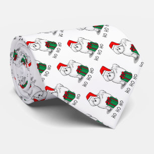 Christmas Santa Bichon Frise Dog Cute Neck Tie
