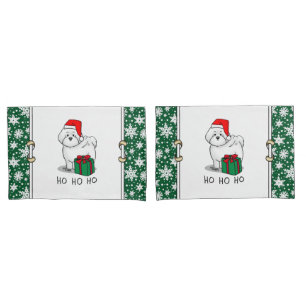 Christmas Santa Bichon Frise Dog Cute Pillow Case