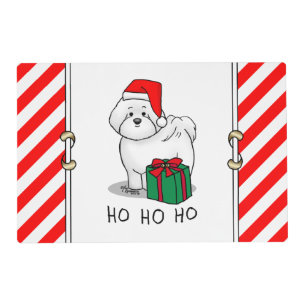 Christmas Santa Bichon Frise Dog Cute Placemat