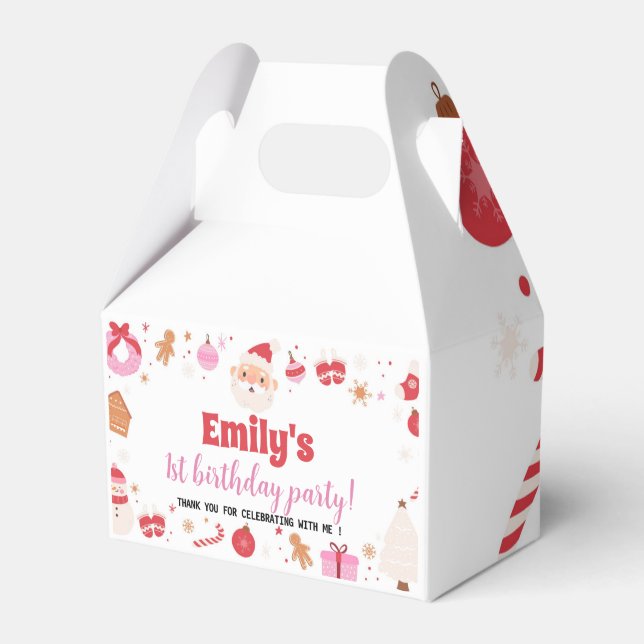 Christmas Santa Birthday Party Favor Box (Front Side)