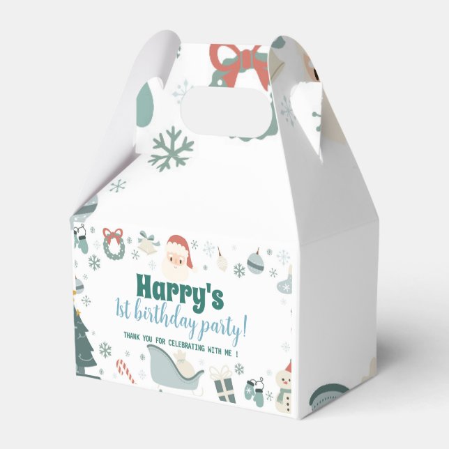 Christmas Santa Birthday Party Favor Box (Back Side)