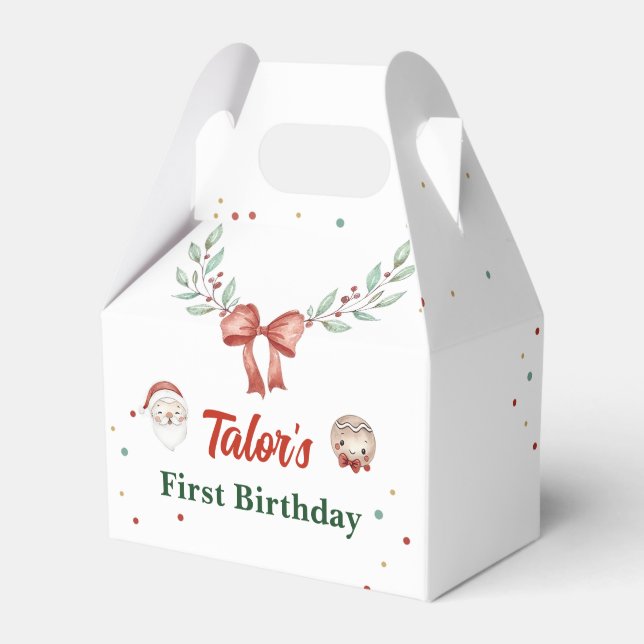 Christmas Santa Birthday Party Favor Boxes (Front Side)