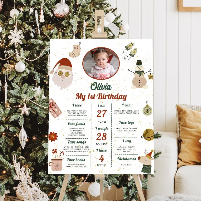 Christmas Santa Birthday Party Milestone Sign (Creator Uploaded)