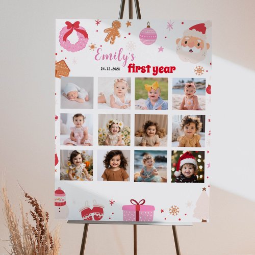 Christmas Santa Birthday Photo Milestone Sign