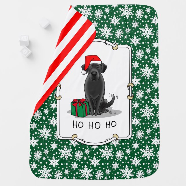 Christmas Santa Black Labrador Retriever Cute Baby Blanket (In Situ)