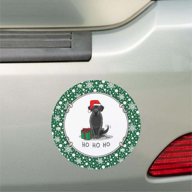 Christmas Santa Black Labrador Retriever Cute Car Magnet (In Situ)