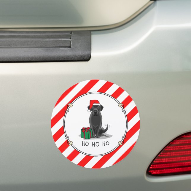 Christmas Santa Black Labrador Retriever Cute Car Magnet (In Situ)