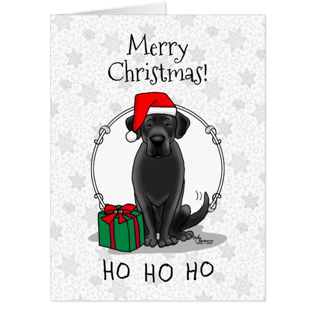 Christmas Santa Black Labrador Retriever Cute Card (Front)