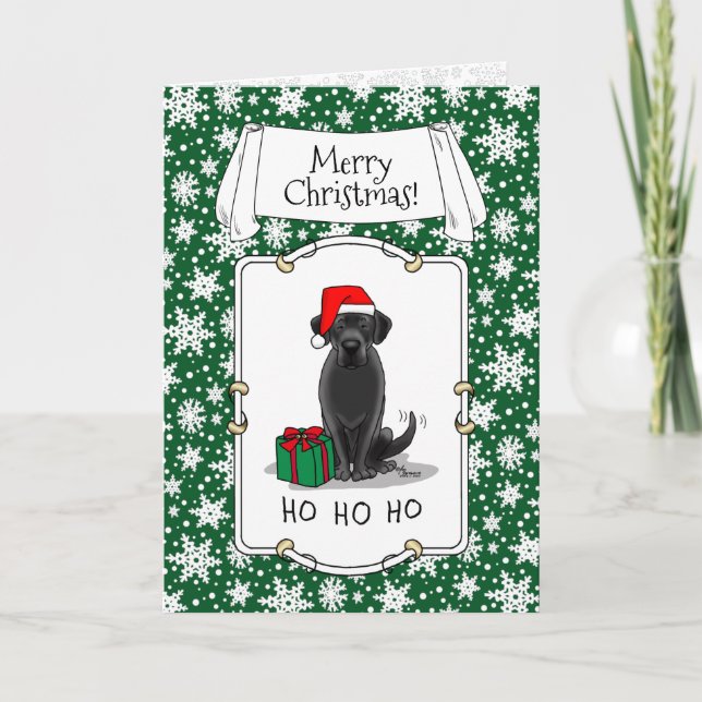 Christmas Santa Black Labrador Retriever Cute Card (Front)