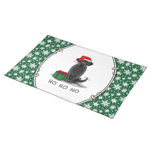 Christmas Santa Black Labrador Retriever Cute Cloth Placemat